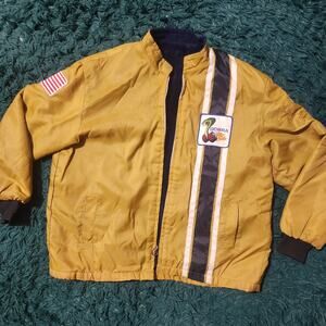Vintage Cobra Racing Bomber Jacket Fleece Lined USA Flag Stripe